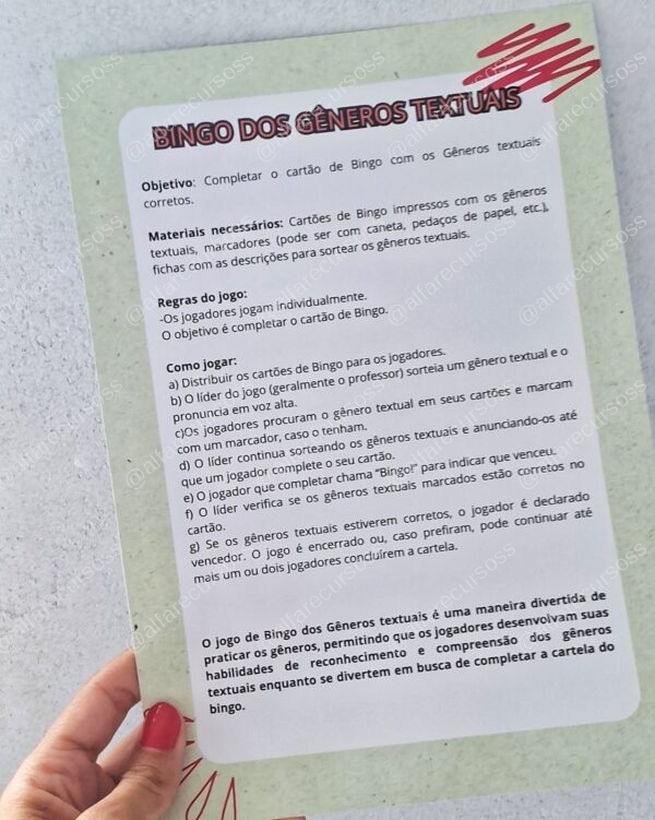 Bingo dos Gêneros textuais 6º ao 9º ano e Ensino Médio - Image 6