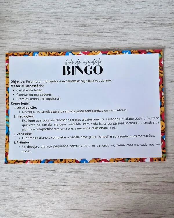 Bingo aula da saudade - Imagem 3